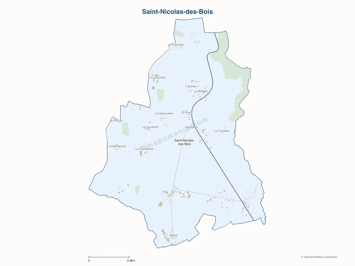 Carte de Saint-Nicolas-des-Bois à personnaliser