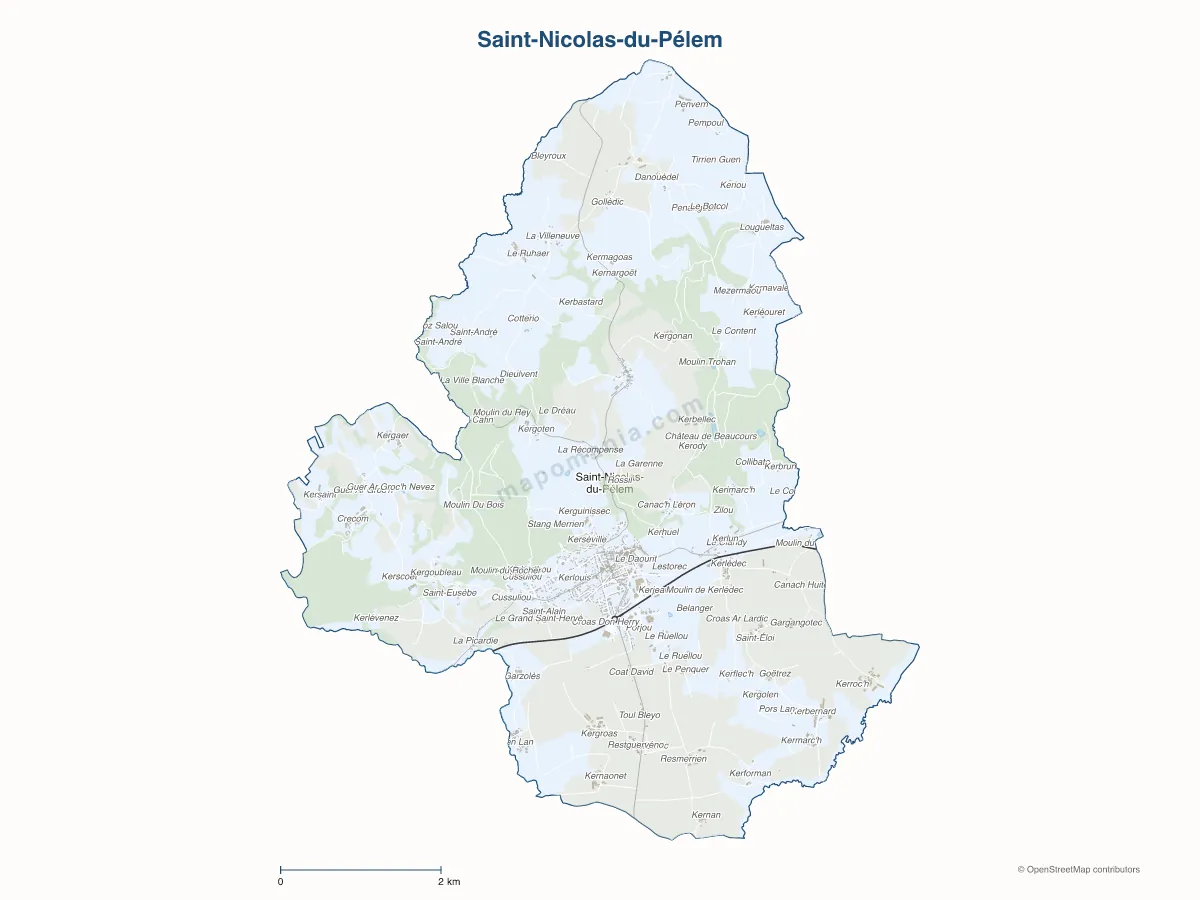 Carte de Saint-Nicolas-du-Pélem à personnaliser