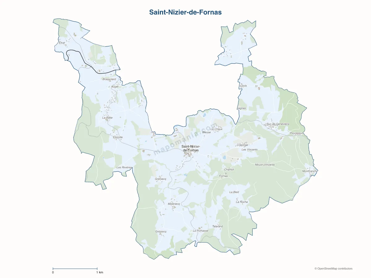 Carte de Saint-Nizier-de-Fornas à personnaliser