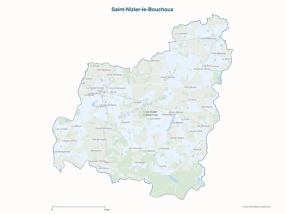 Carte de Saint-Nizier-le-Bouchoux à personnaliser