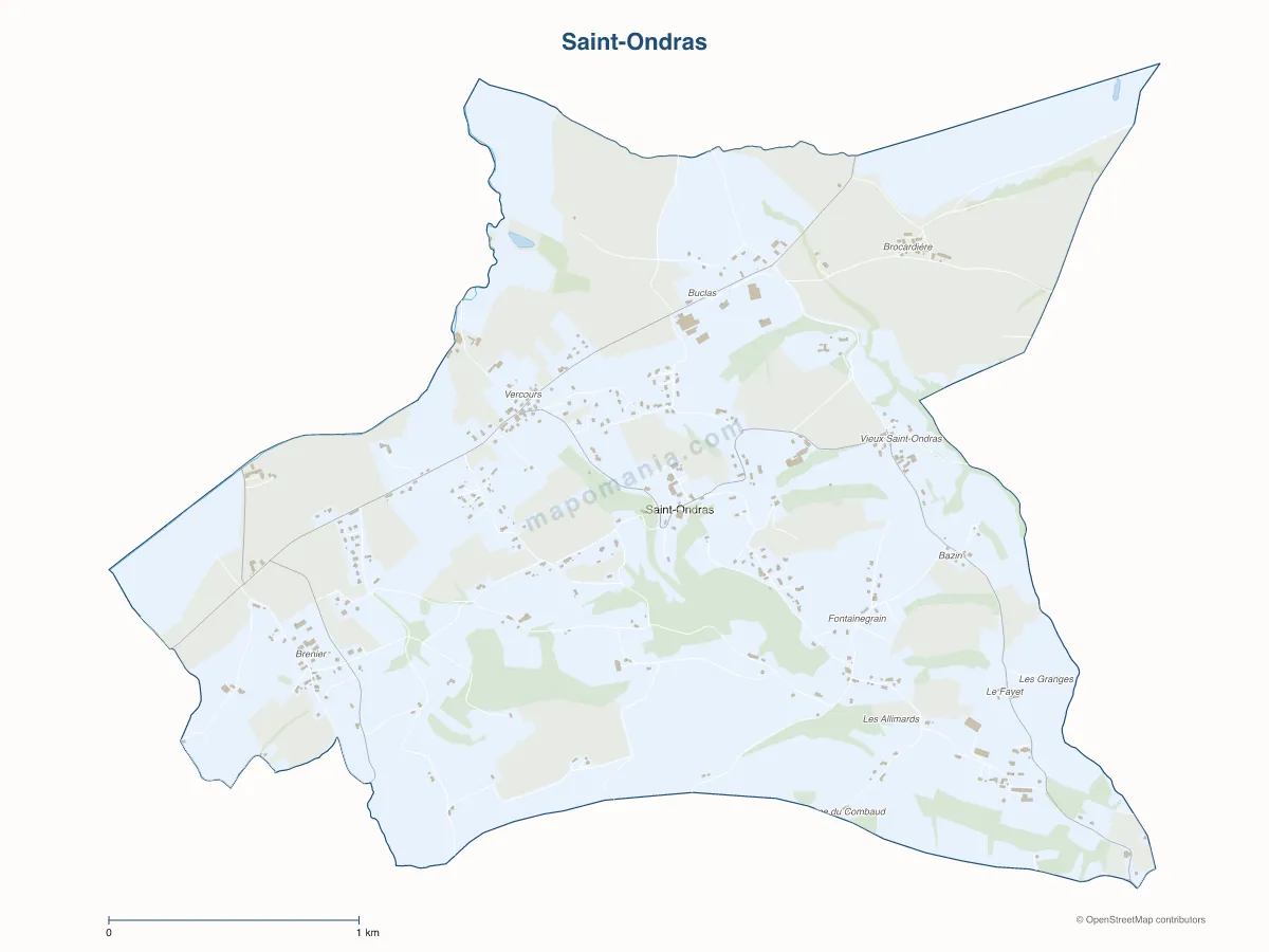 Carte de Saint-Ondras à personnaliser