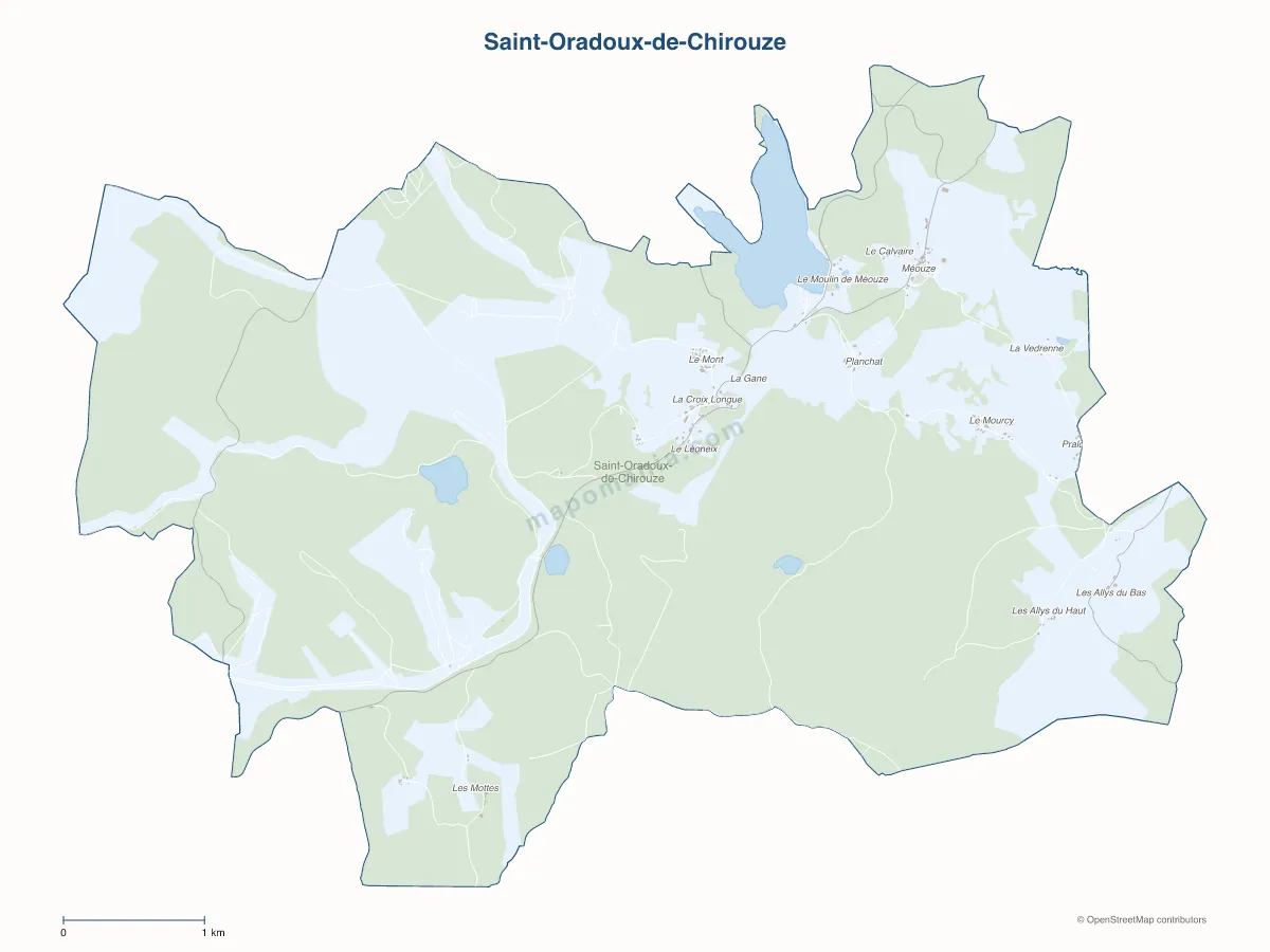 Carte de Saint-Oradoux-de-Chirouze à personnaliser