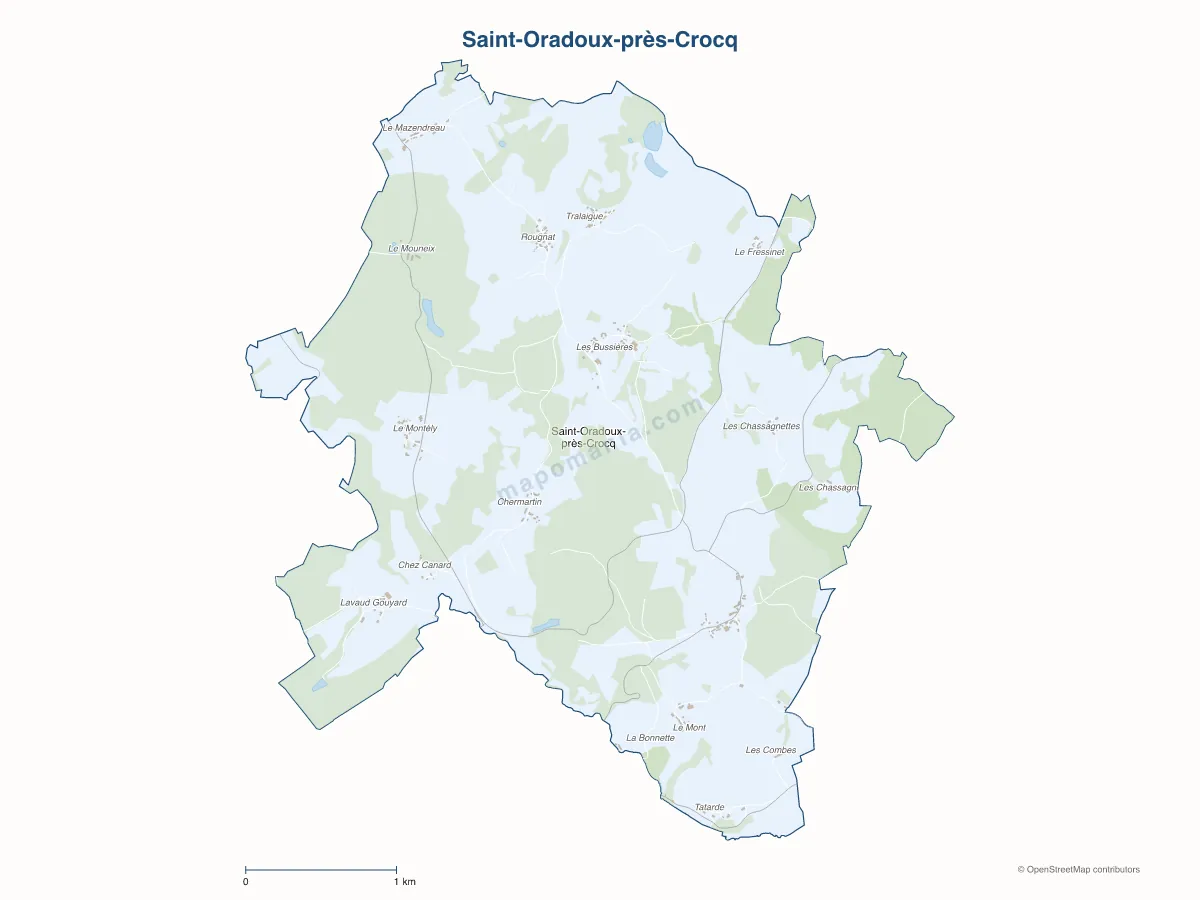 Carte de Saint-Oradoux-près-Crocq à personnaliser