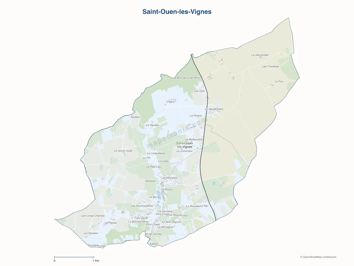 Carte de Saint-Ouen-les-Vignes à personnaliser