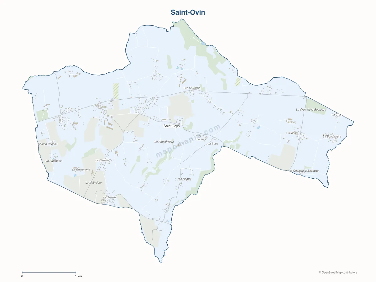 Carte de Saint-Ovin à personnaliser
