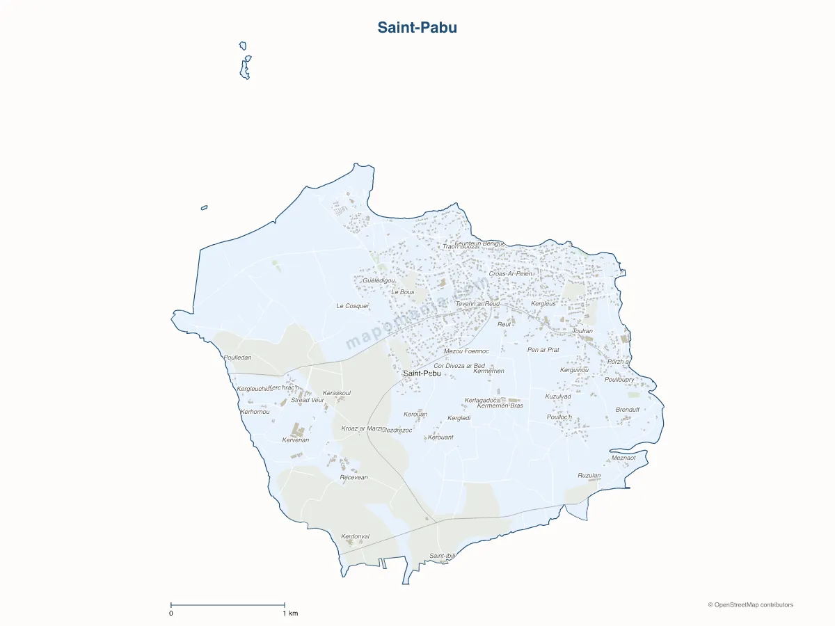 Carte de Saint-Pabu à personnaliser