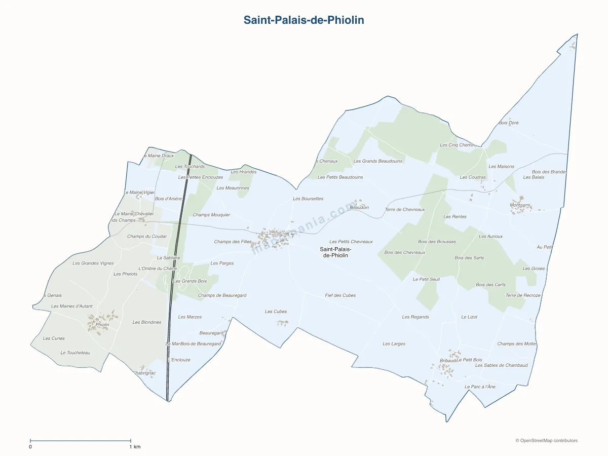 Carte de Saint-Palais-de-Phiolin à personnaliser