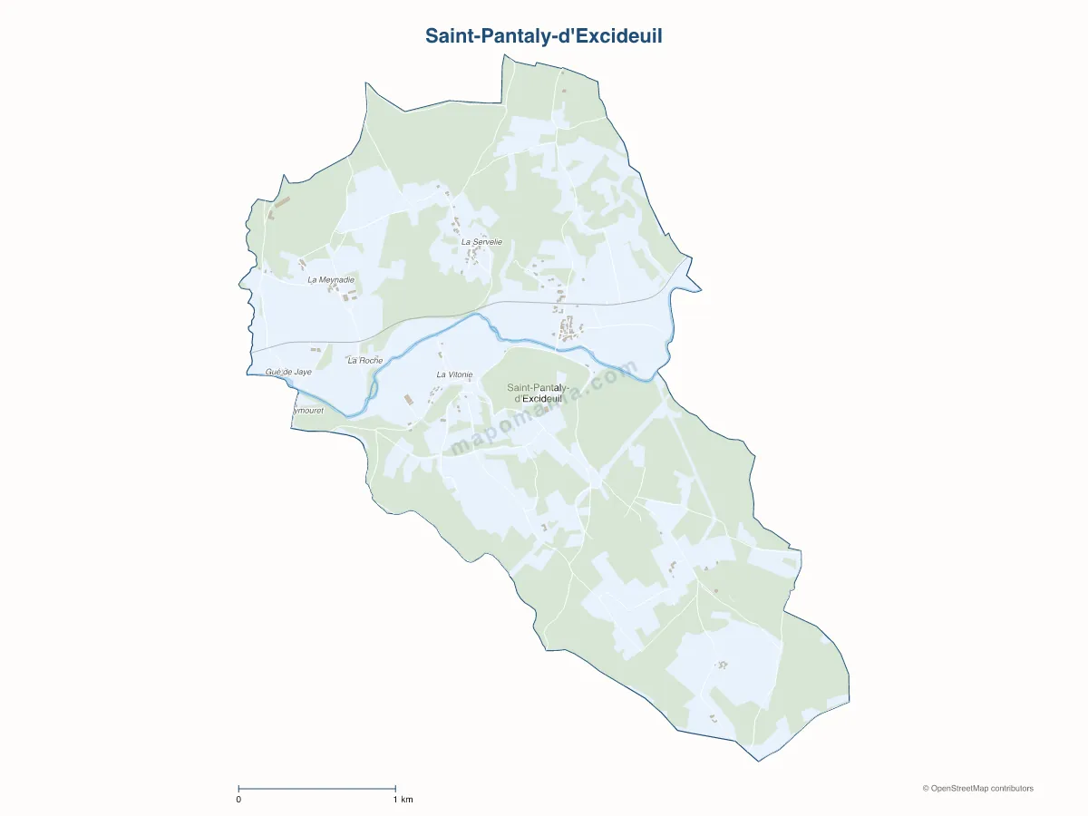 Carte de Saint-Pantaly-d'Excideuil à personnaliser