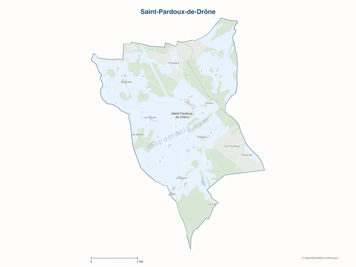 Carte de Saint-Pardoux-de-Drône à personnaliser