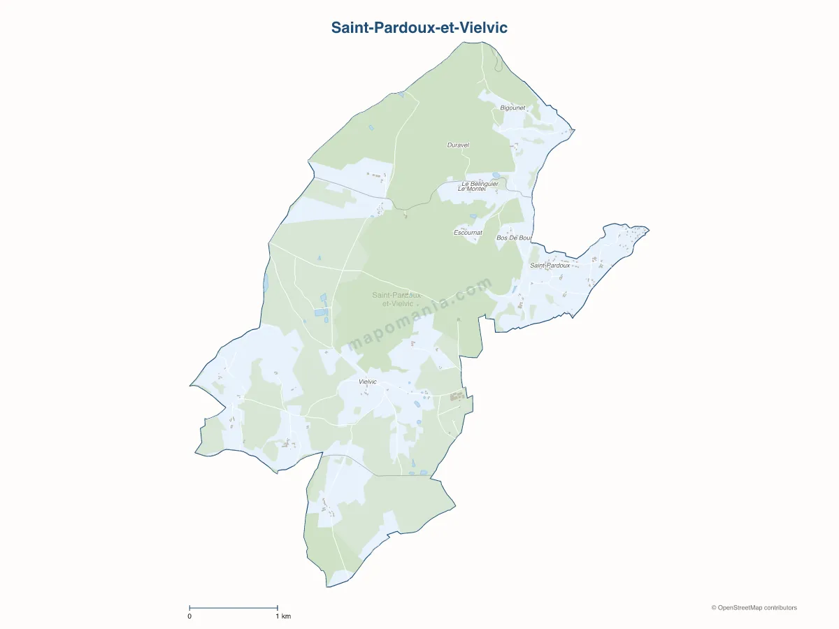 Carte de Saint-Pardoux-et-Vielvic à personnaliser