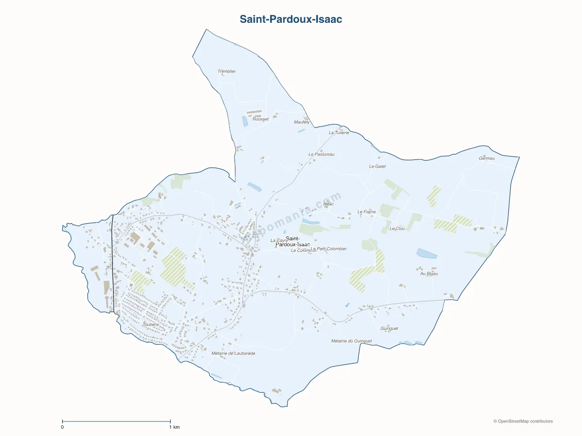 Carte de Saint-Pardoux-Isaac à personnaliser