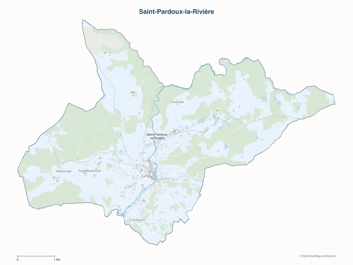 Carte de Saint-Pardoux-la-Rivière à personnaliser