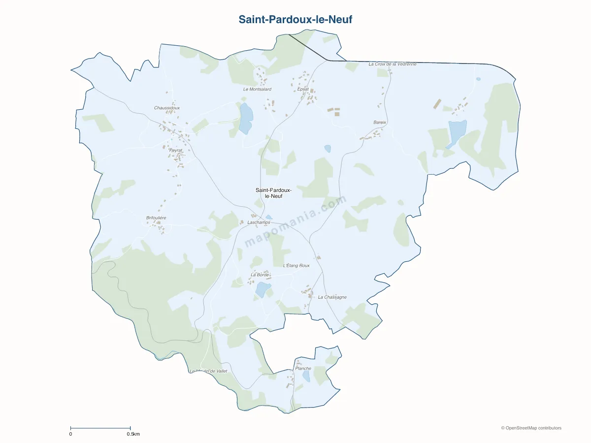 Carte de Saint-Pardoux-le-Neuf à personnaliser