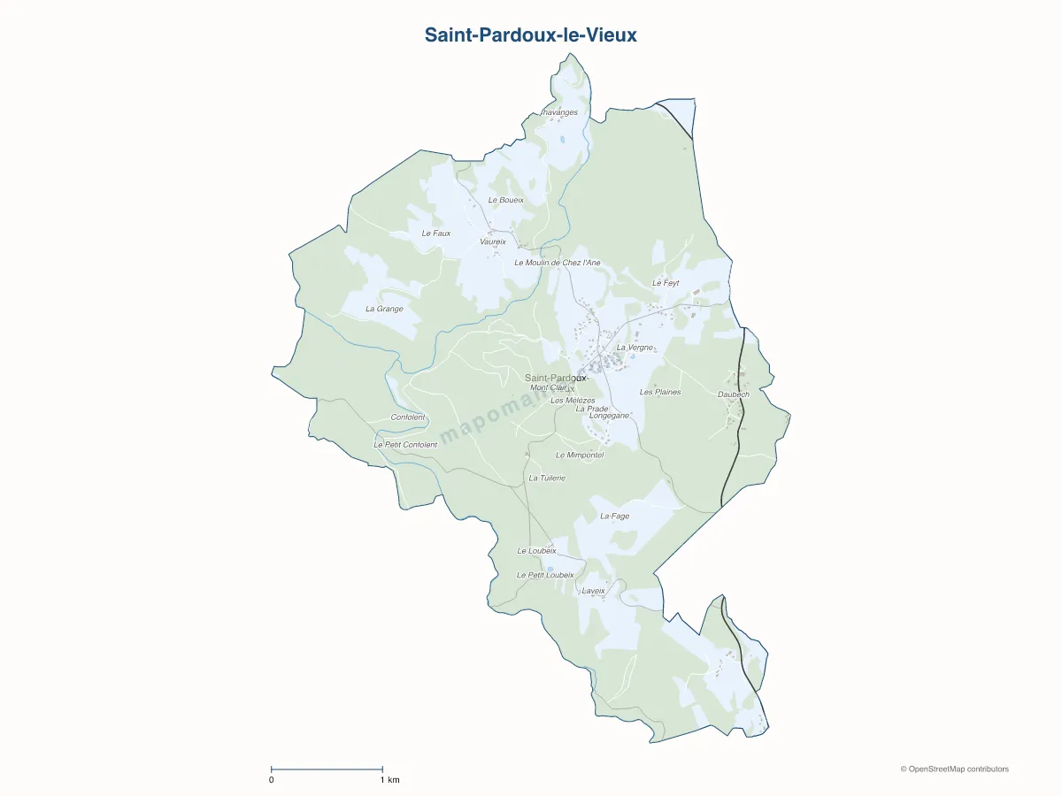 Carte de Saint-Pardoux-le-Vieux à personnaliser