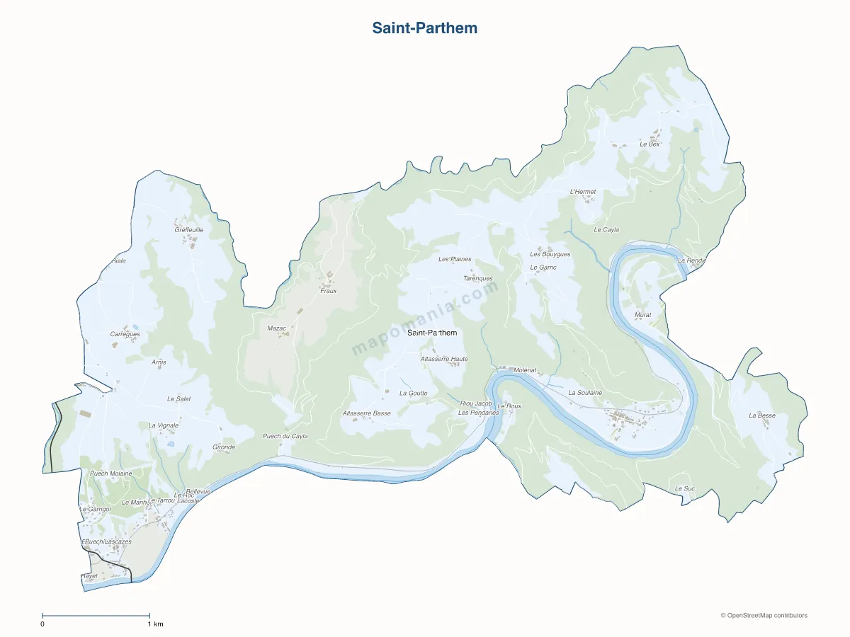 Carte de Saint-Parthem à personnaliser