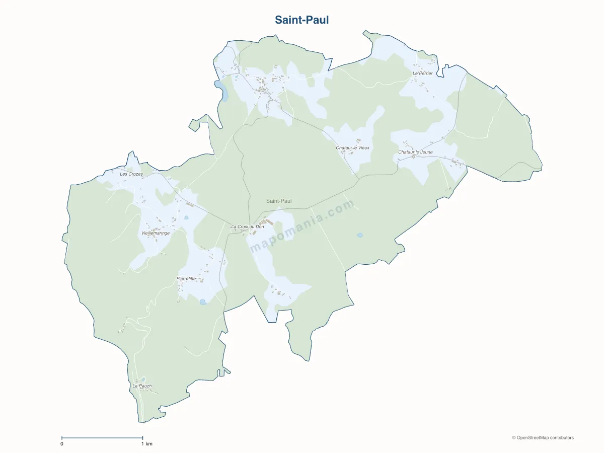 Carte de Saint-Paul à personnaliser