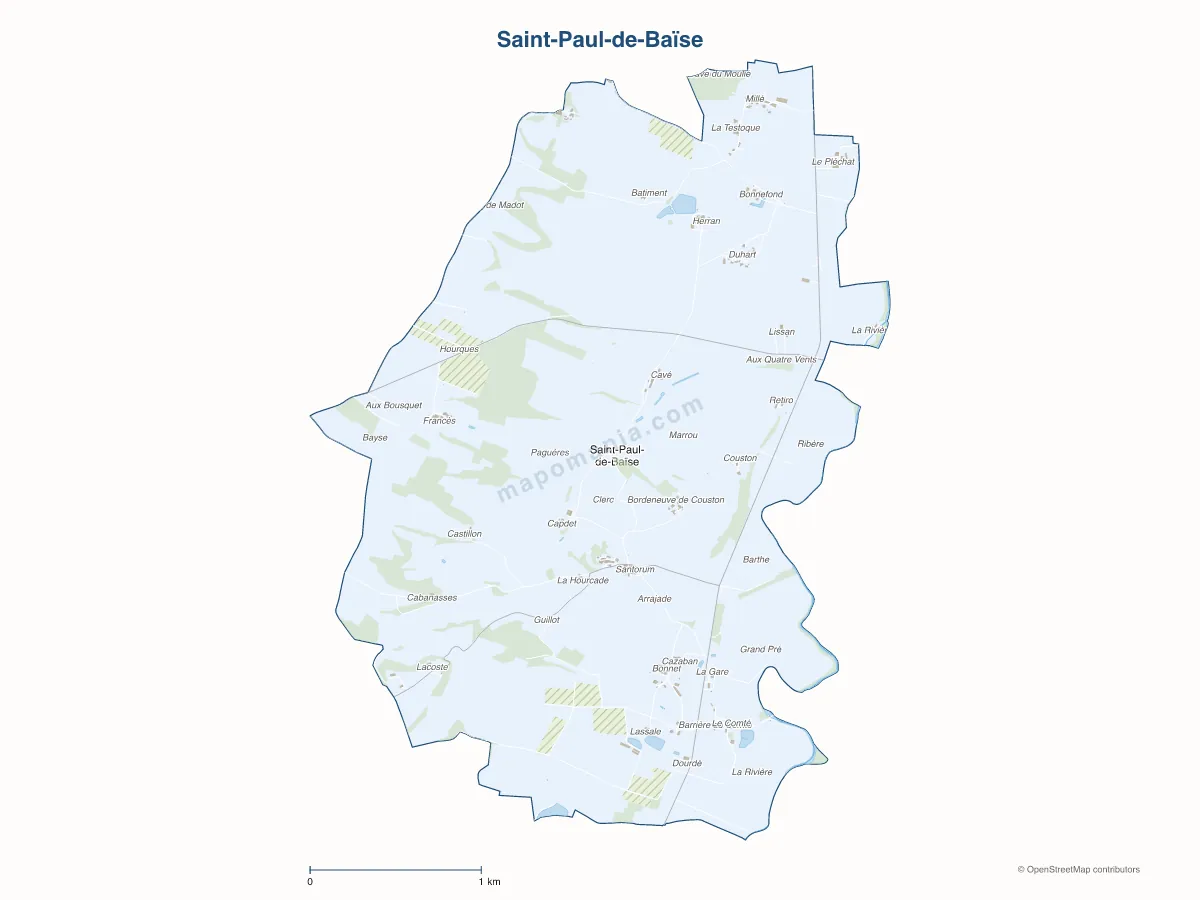 Carte de Saint-Paul-de-Baïse à personnaliser