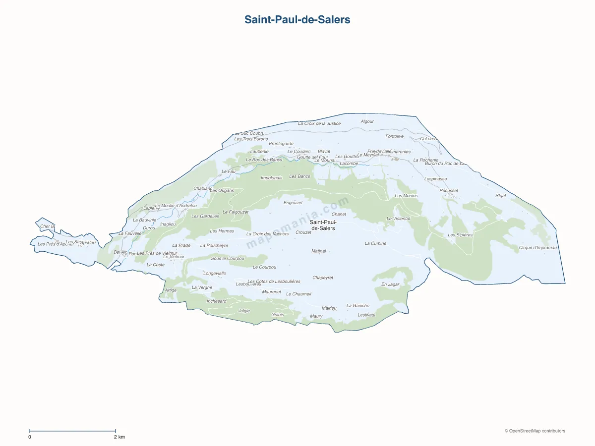 Carte de Saint-Paul-de-Salers à personnaliser