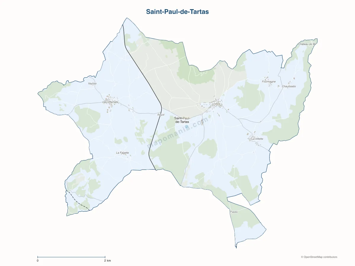 Carte de Saint-Paul-de-Tartas à personnaliser