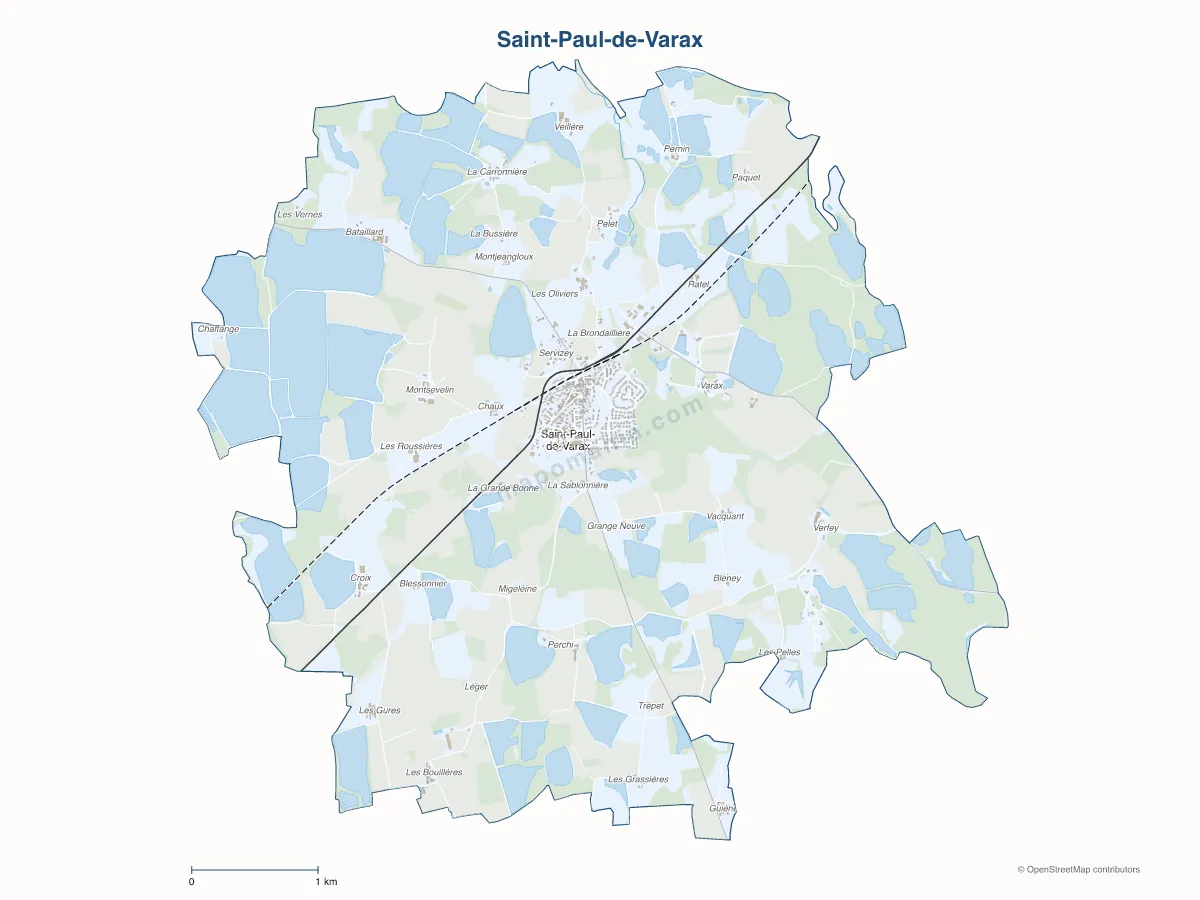 Carte de Saint-Paul-de-Varax à personnaliser