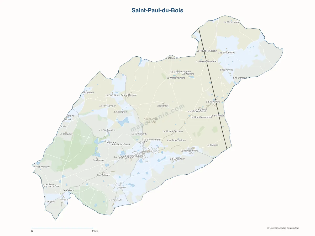 Carte de Saint-Paul-du-Bois à personnaliser