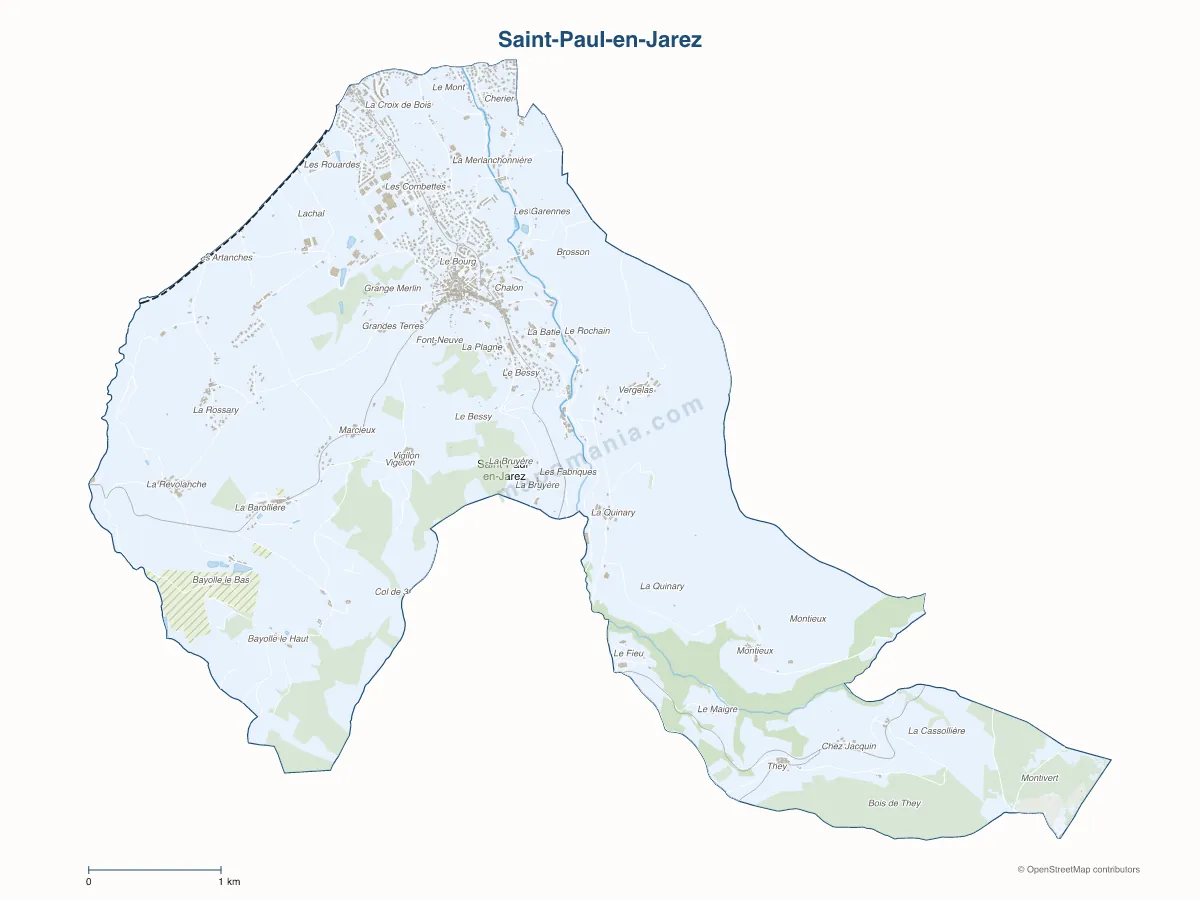 Carte de Saint-Paul-en-Jarez à personnaliser