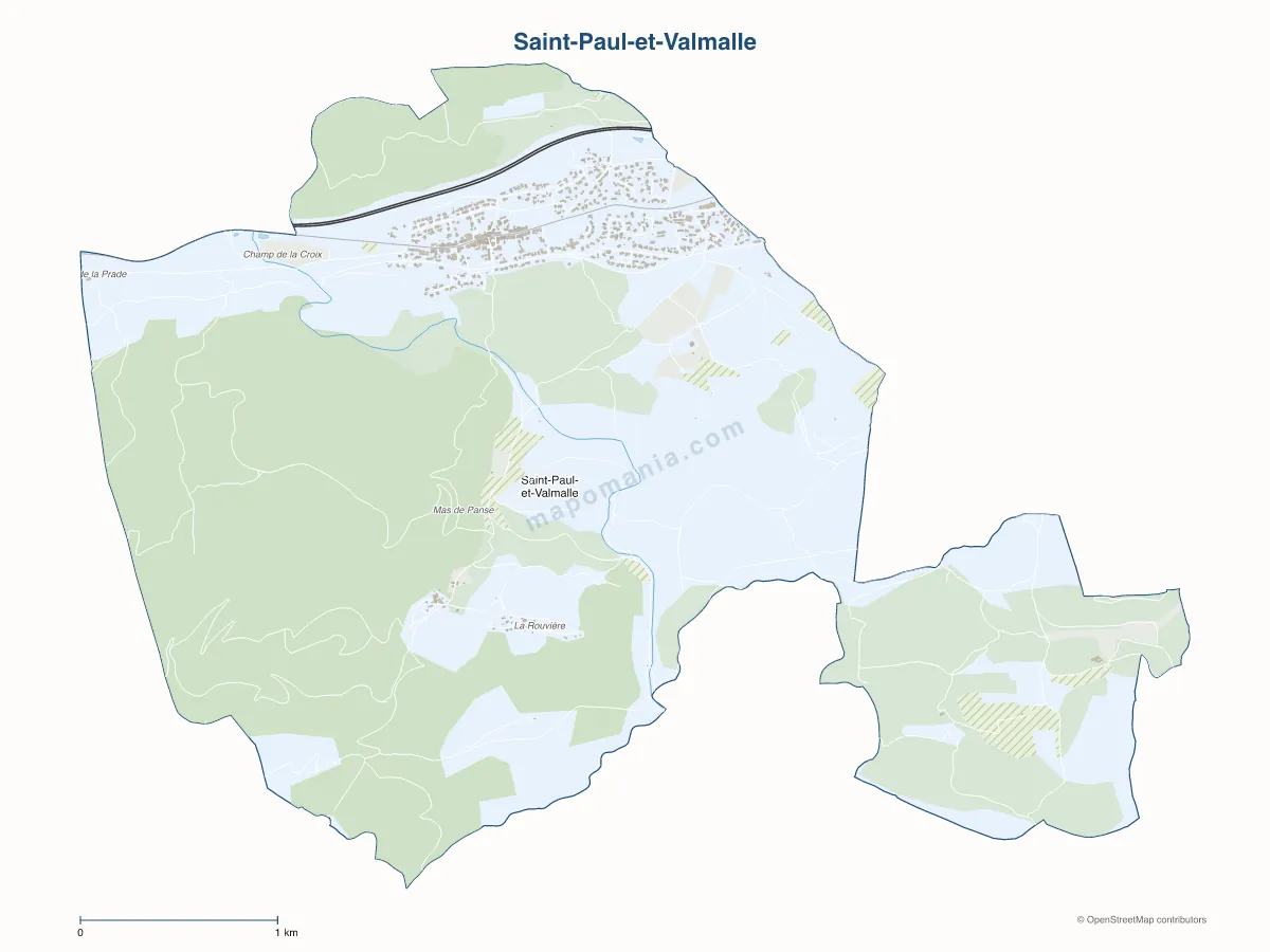 Carte de Saint-Paul-et-Valmalle à personnaliser
