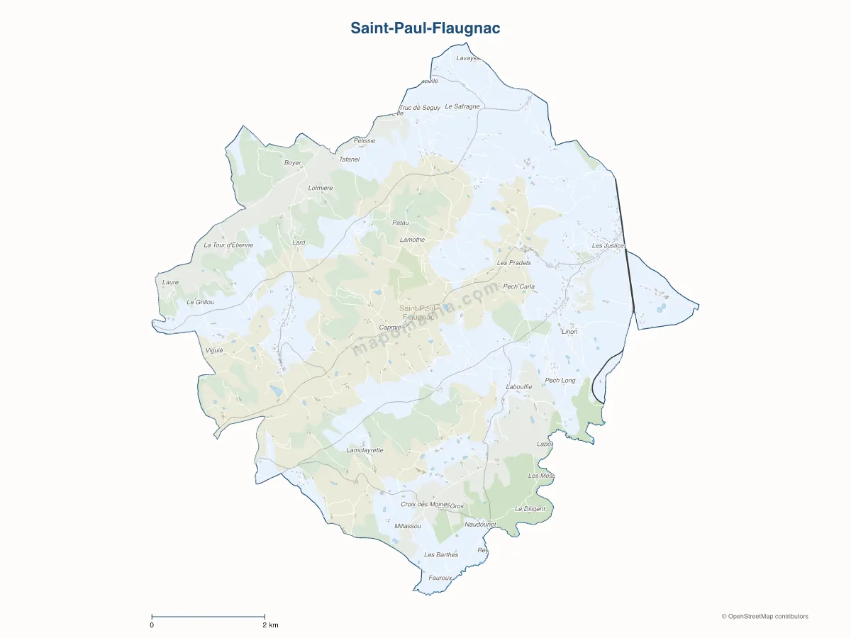 Carte de Saint-Paul-Flaugnac à personnaliser
