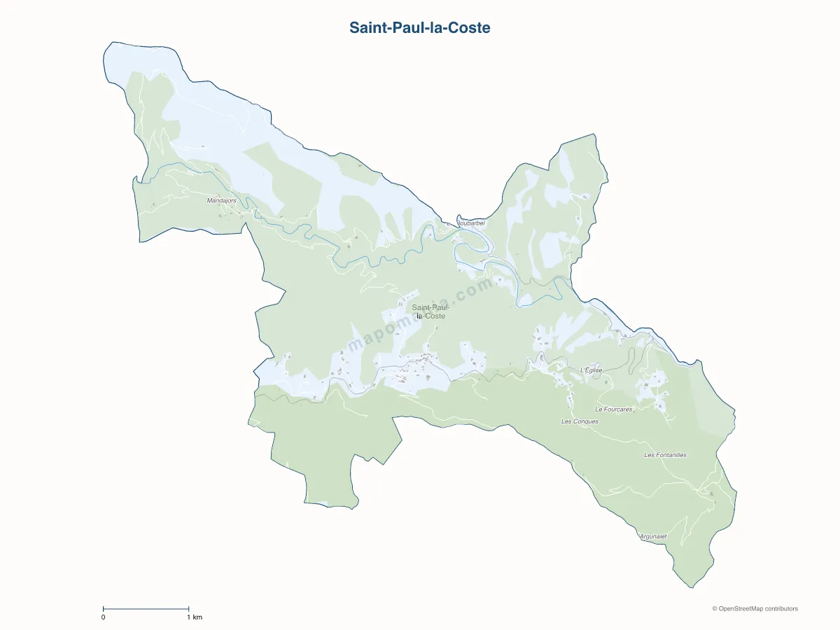Carte de Saint-Paul-la-Coste à personnaliser