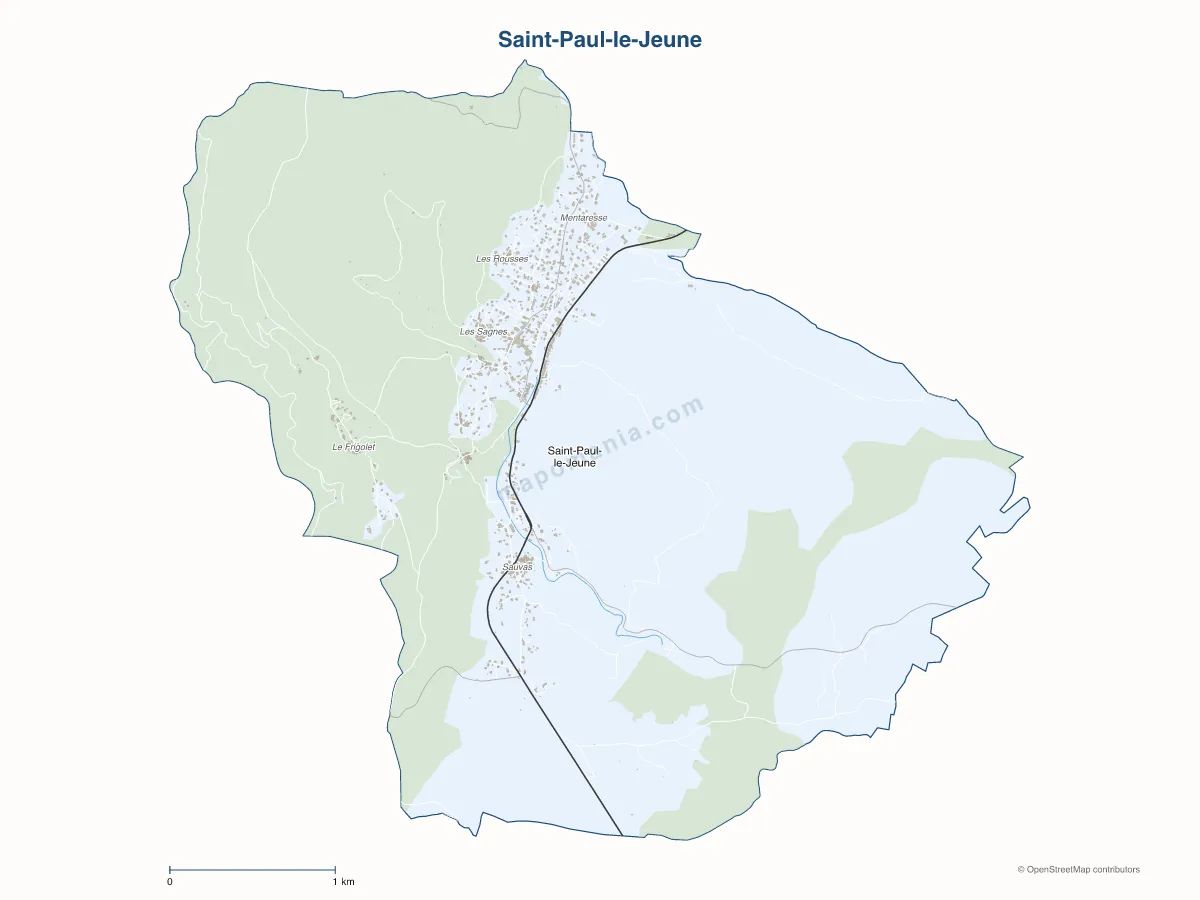 Carte de Saint-Paul-le-Jeune à personnaliser
