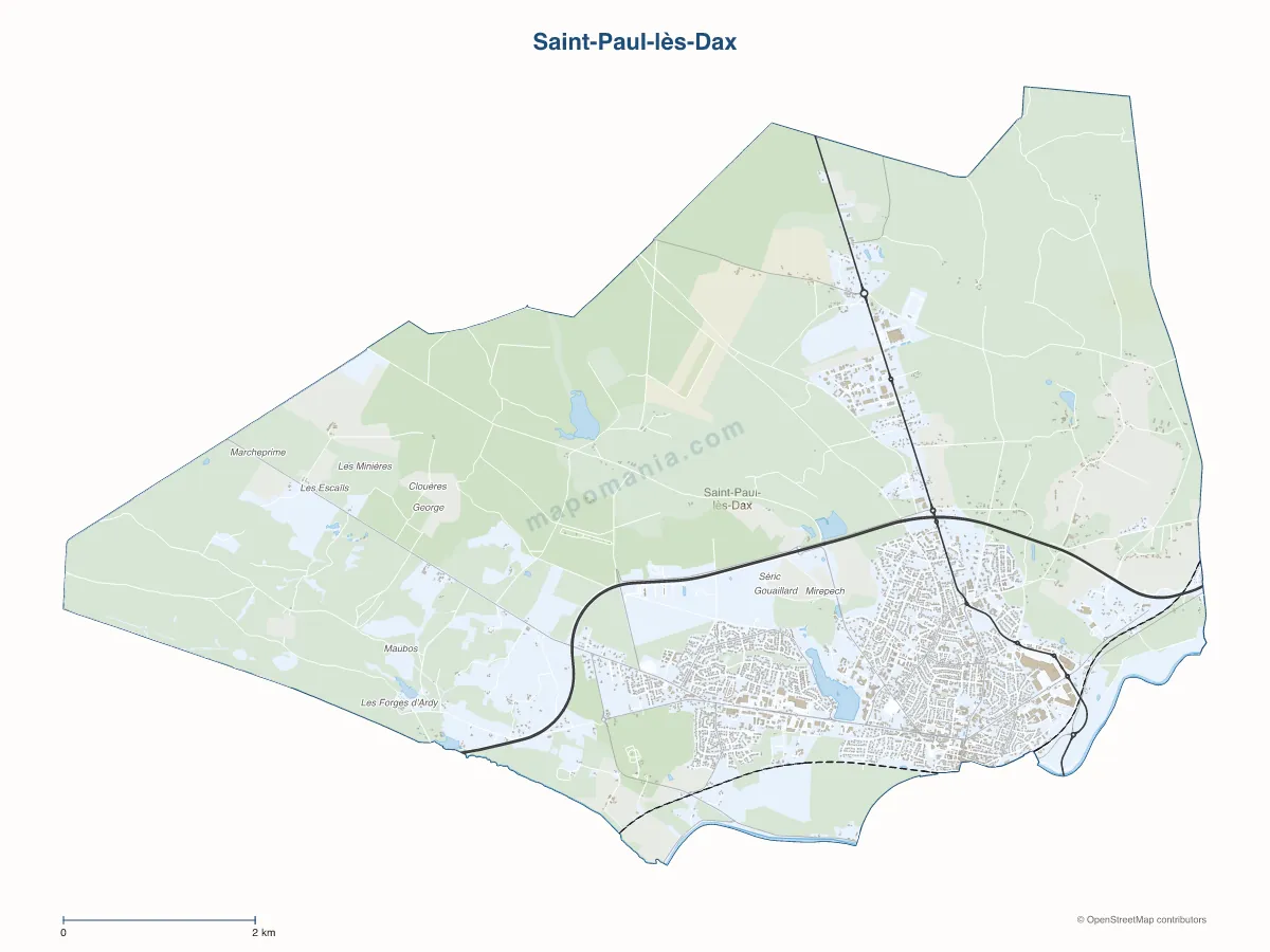 Carte de Saint-Paul-lès-Dax à personnaliser
