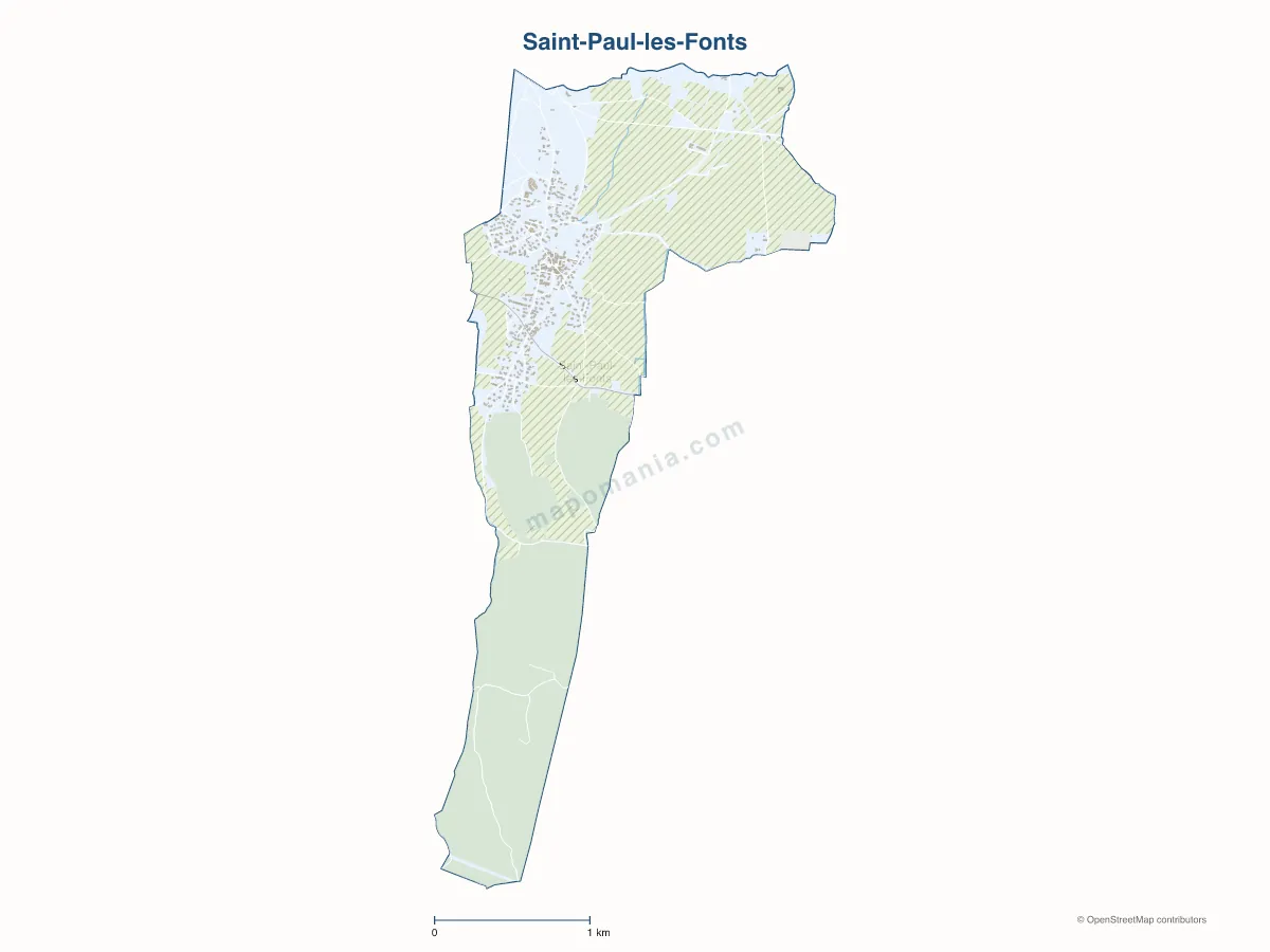 Carte de Saint-Paul-les-Fonts à personnaliser