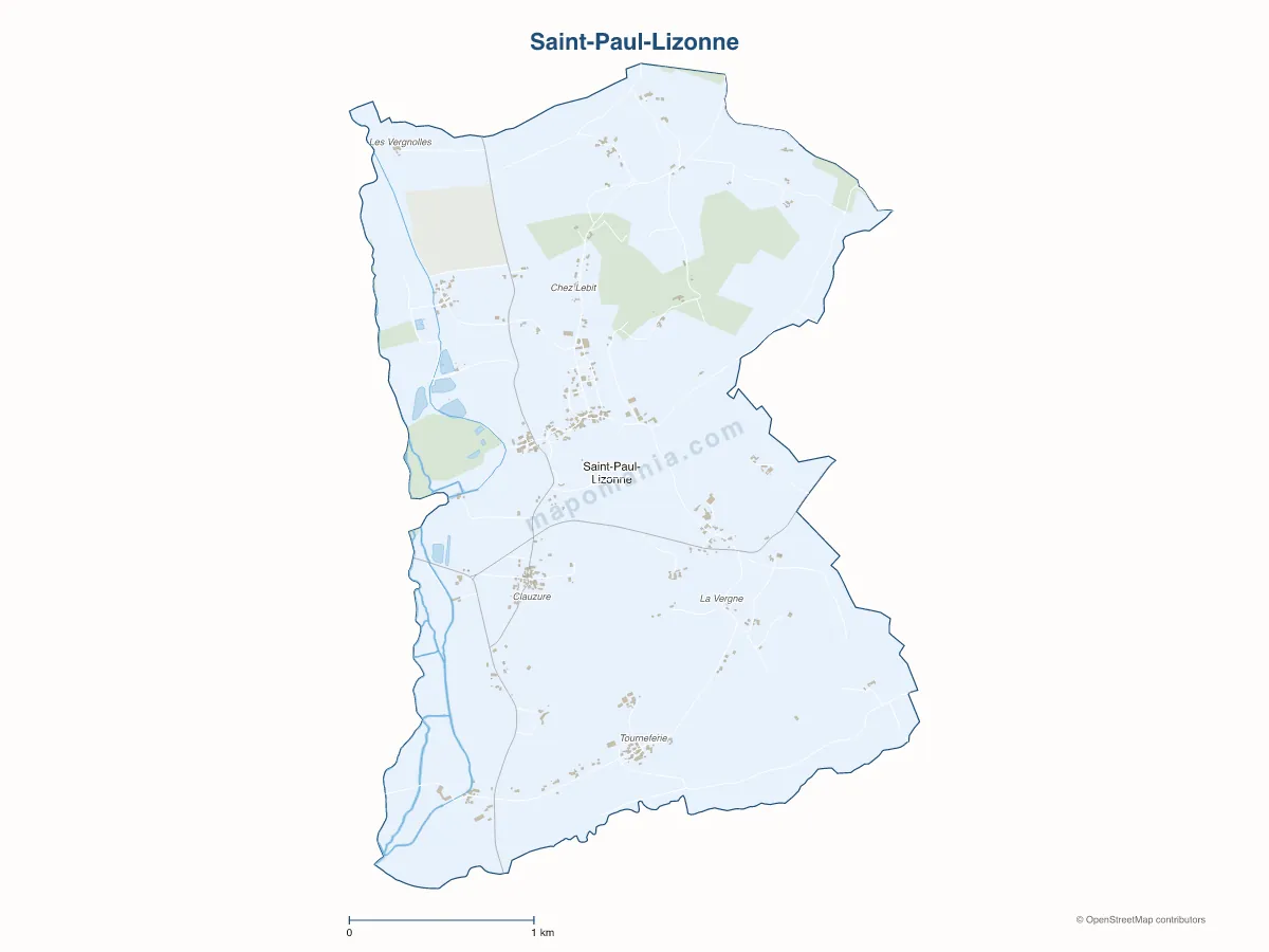 Carte de Saint-Paul-Lizonne à personnaliser