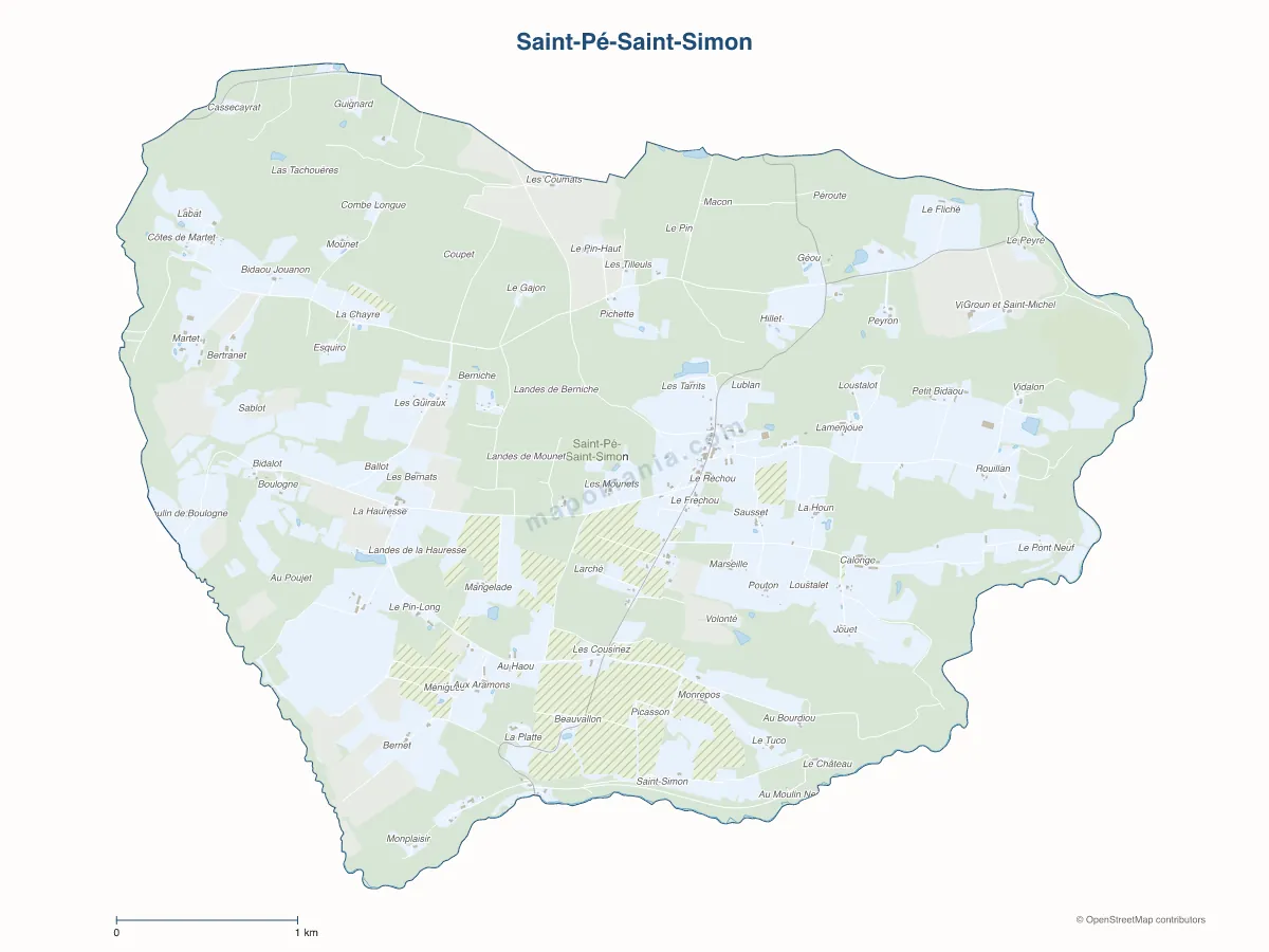 Carte de Saint-Pé-Saint-Simon à personnaliser