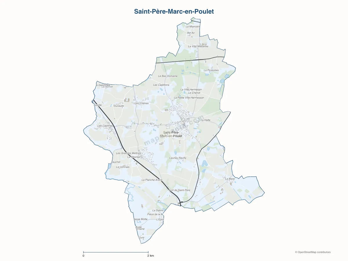 Carte de Saint-Père-Marc-en-Poulet à personnaliser