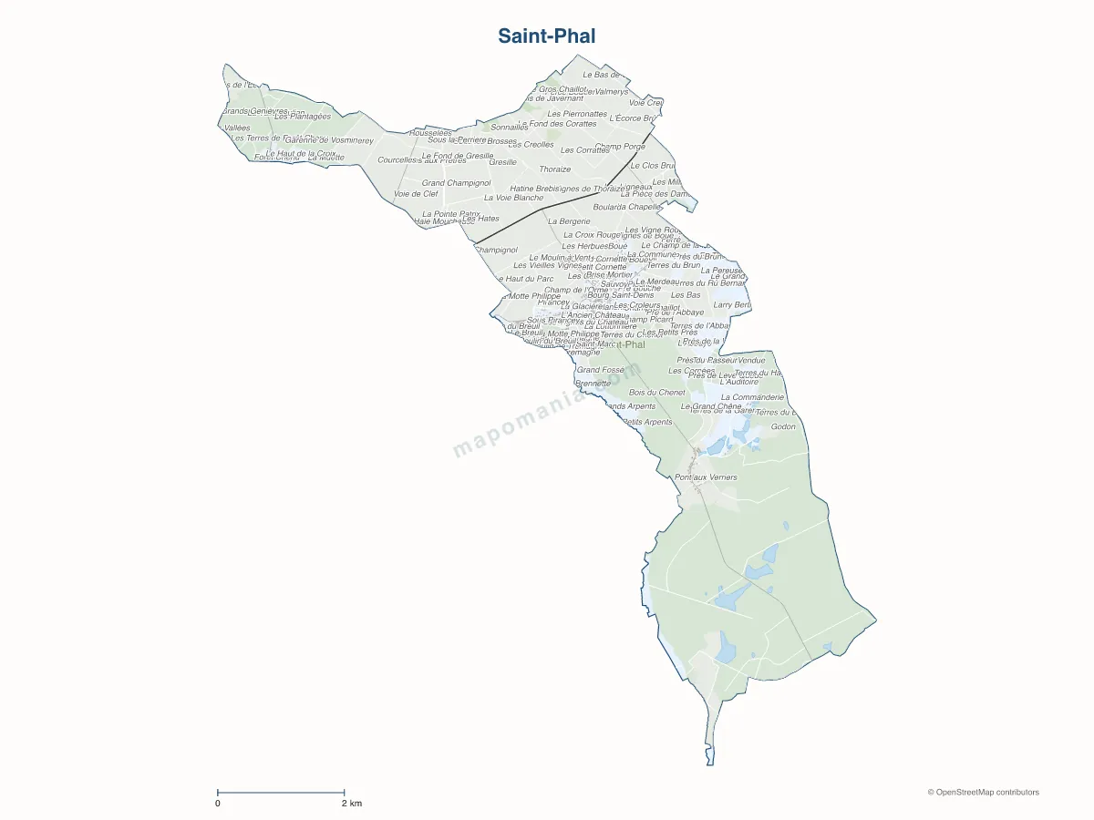 Carte de Saint-Phal à personnaliser