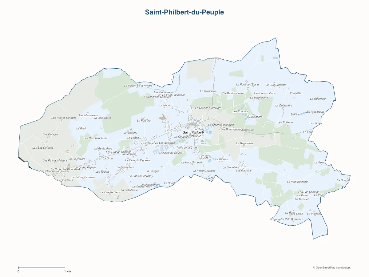 Carte de Saint-Philbert-du-Peuple à personnaliser