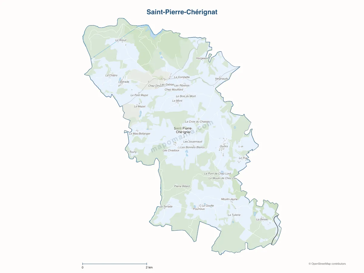 Carte de Saint-Pierre-Chérignat à personnaliser