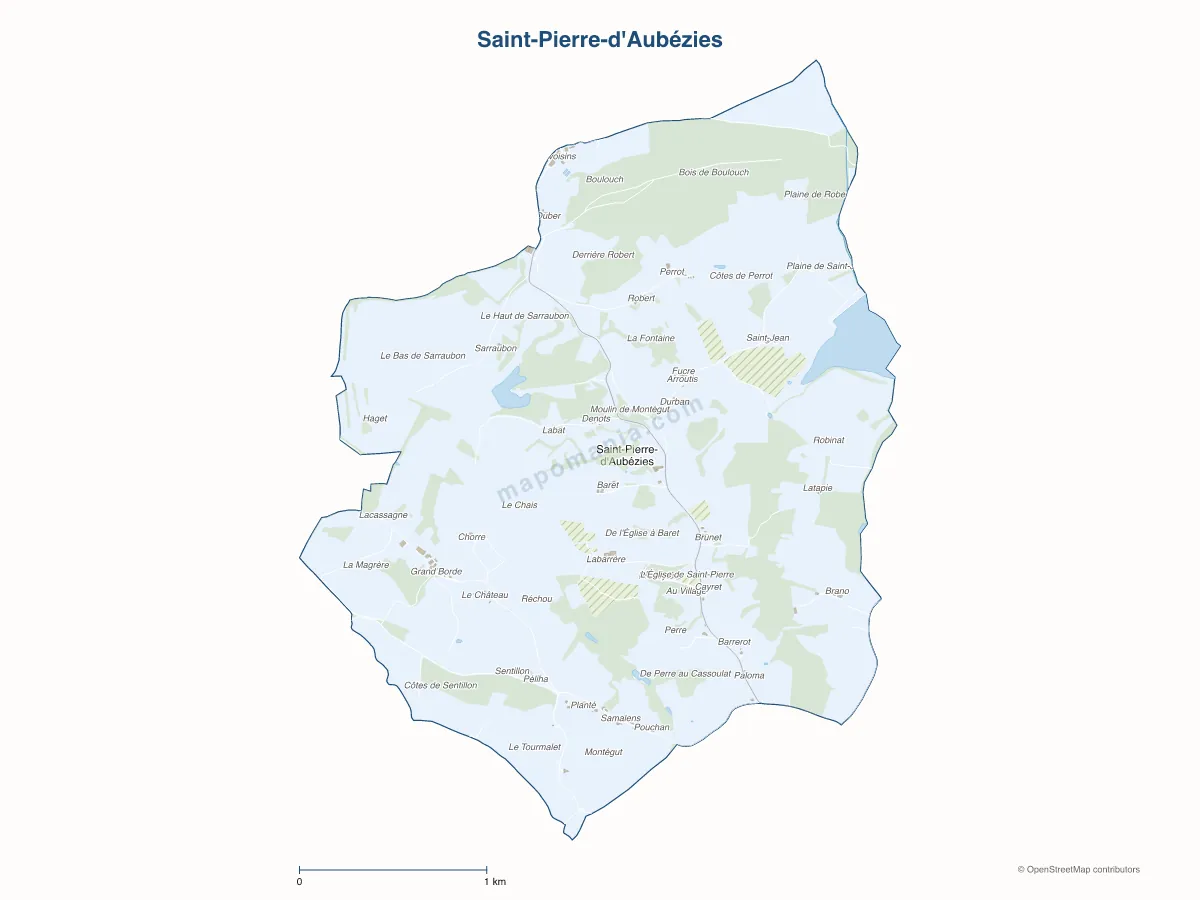 Carte de Saint-Pierre-d'Aubézies à personnaliser