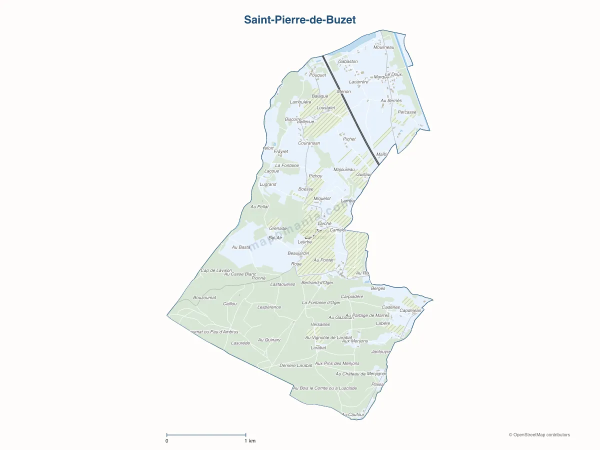 Carte de Saint-Pierre-de-Buzet à personnaliser