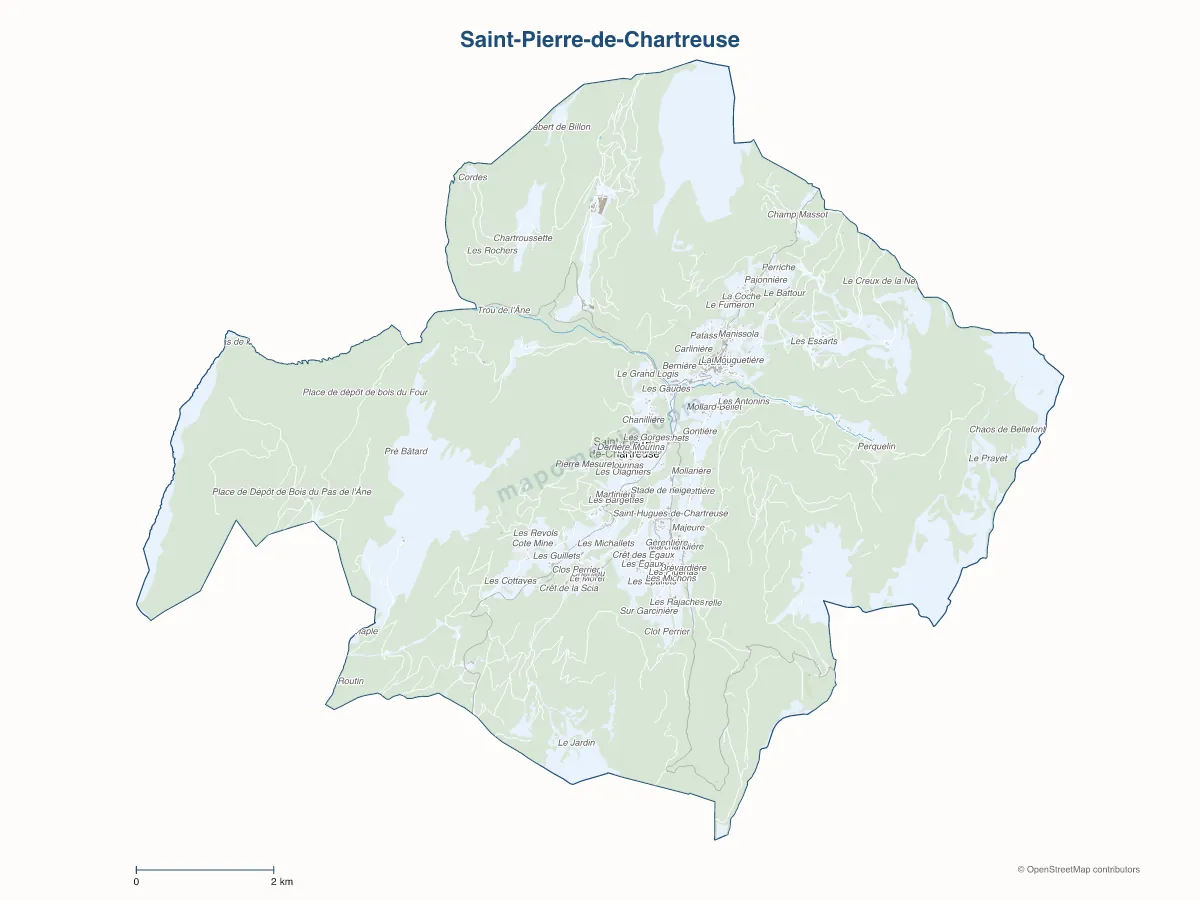 Carte de Saint-Pierre-de-Chartreuse à personnaliser
