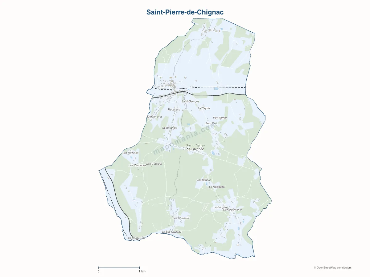 Carte de Saint-Pierre-de-Chignac à personnaliser