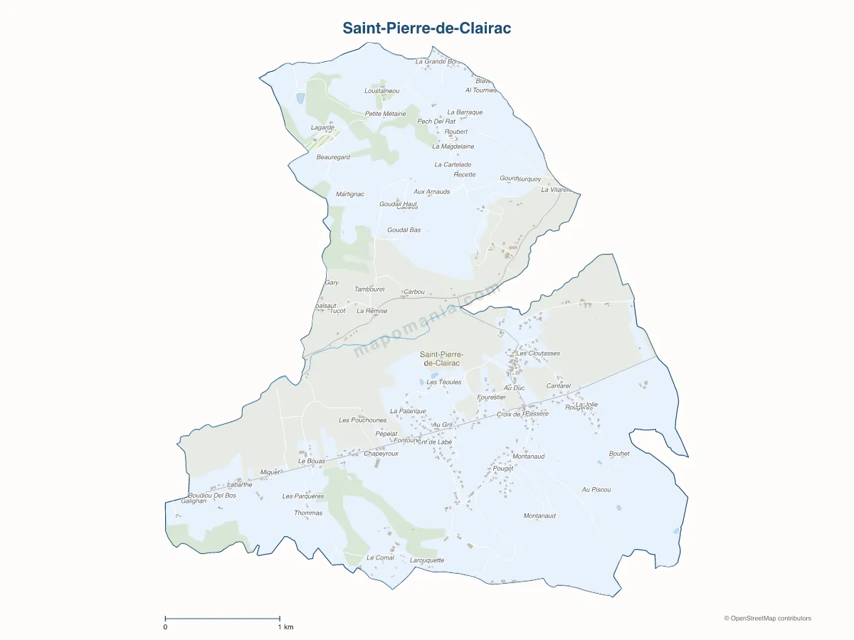 Carte de Saint-Pierre-de-Clairac à personnaliser