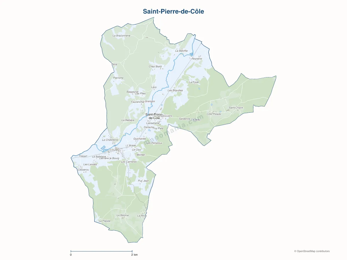 Carte de Saint-Pierre-de-Côle à personnaliser