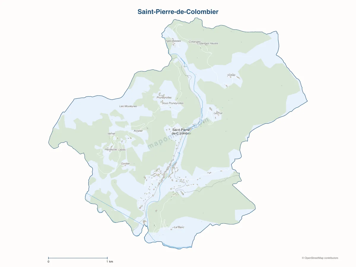Carte de Saint-Pierre-de-Colombier à personnaliser