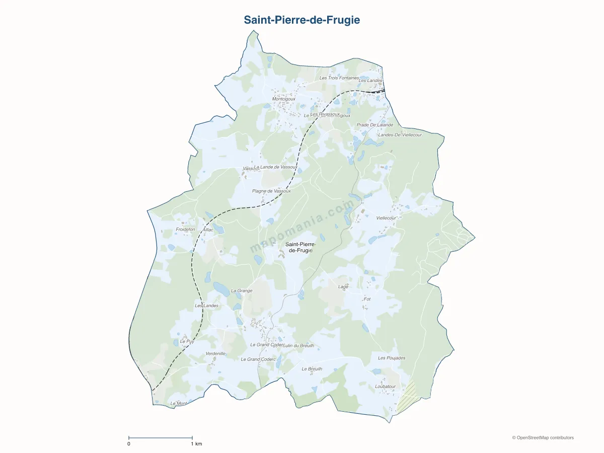 Carte de Saint-Pierre-de-Frugie à personnaliser
