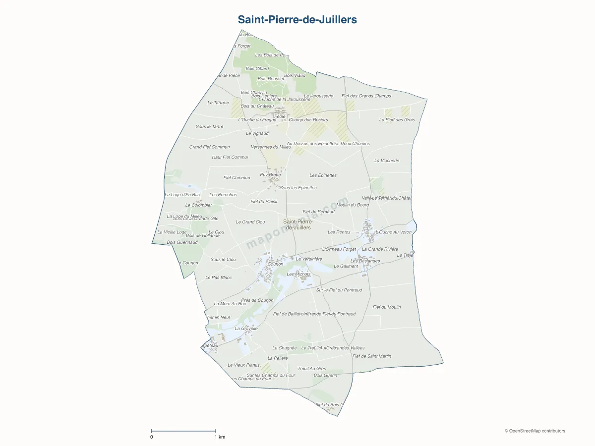Carte de Saint-Pierre-de-Juillers à personnaliser