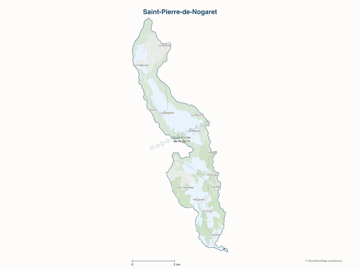 Carte de Saint-Pierre-de-Nogaret à personnaliser