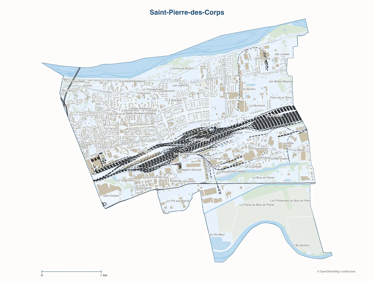 Carte de Saint-Pierre-des-Corps à personnaliser