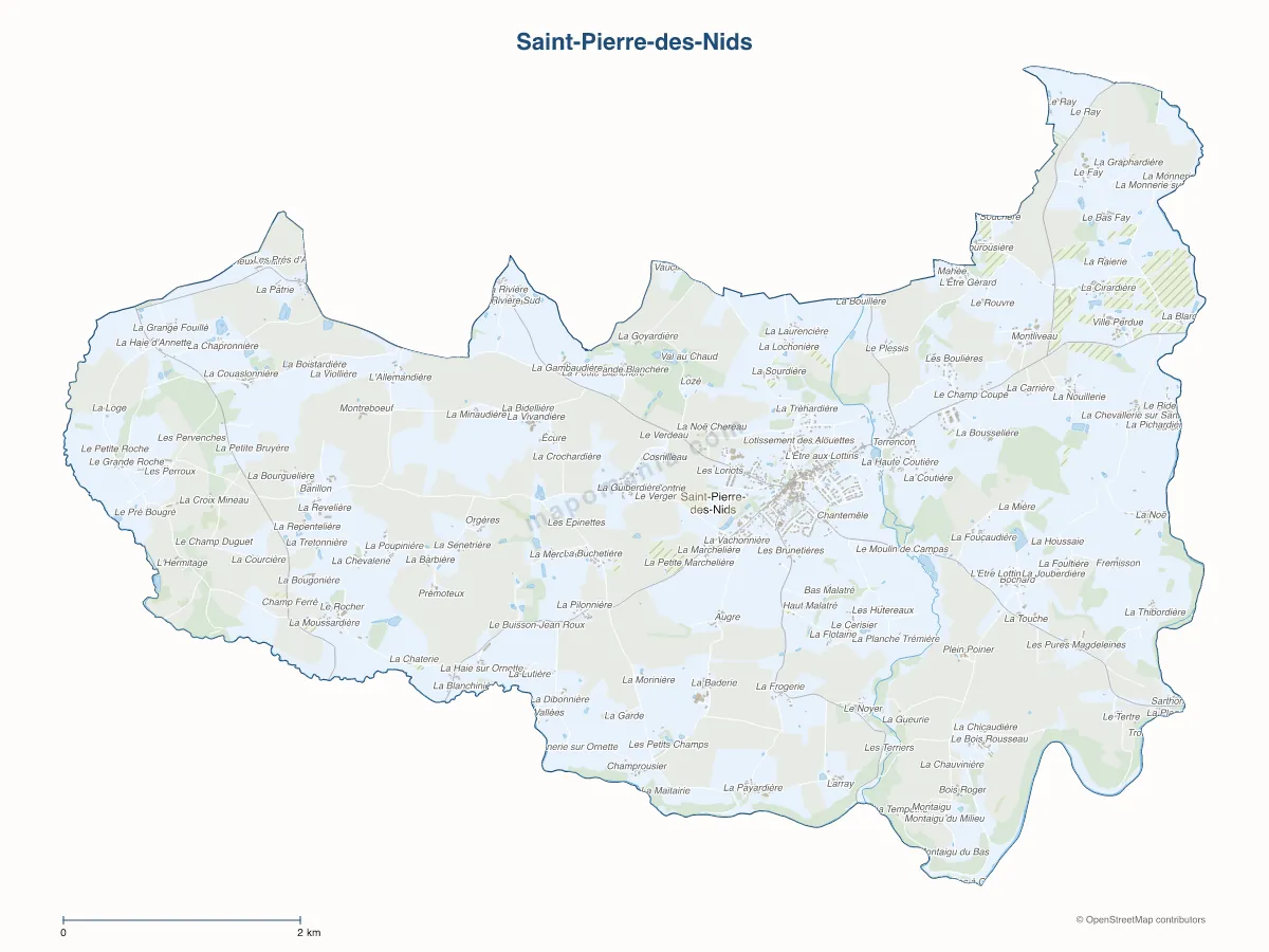 Carte de Saint-Pierre-des-Nids à personnaliser
